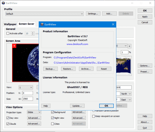 EarthView v7.14.2 便携版下载：提供动态卫星地球照片作为Windows桌面壁纸的软件-第1张图片-爱下载