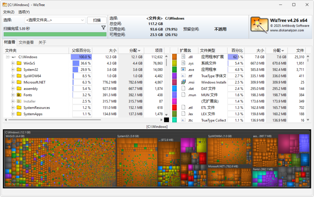 磁盘空间分析 | WizTree v4.32 多语便携版-第1张图片-爱下载 磁盘空间分析 | WizTree v4.32 多语便携版-第1张图片-爱下载